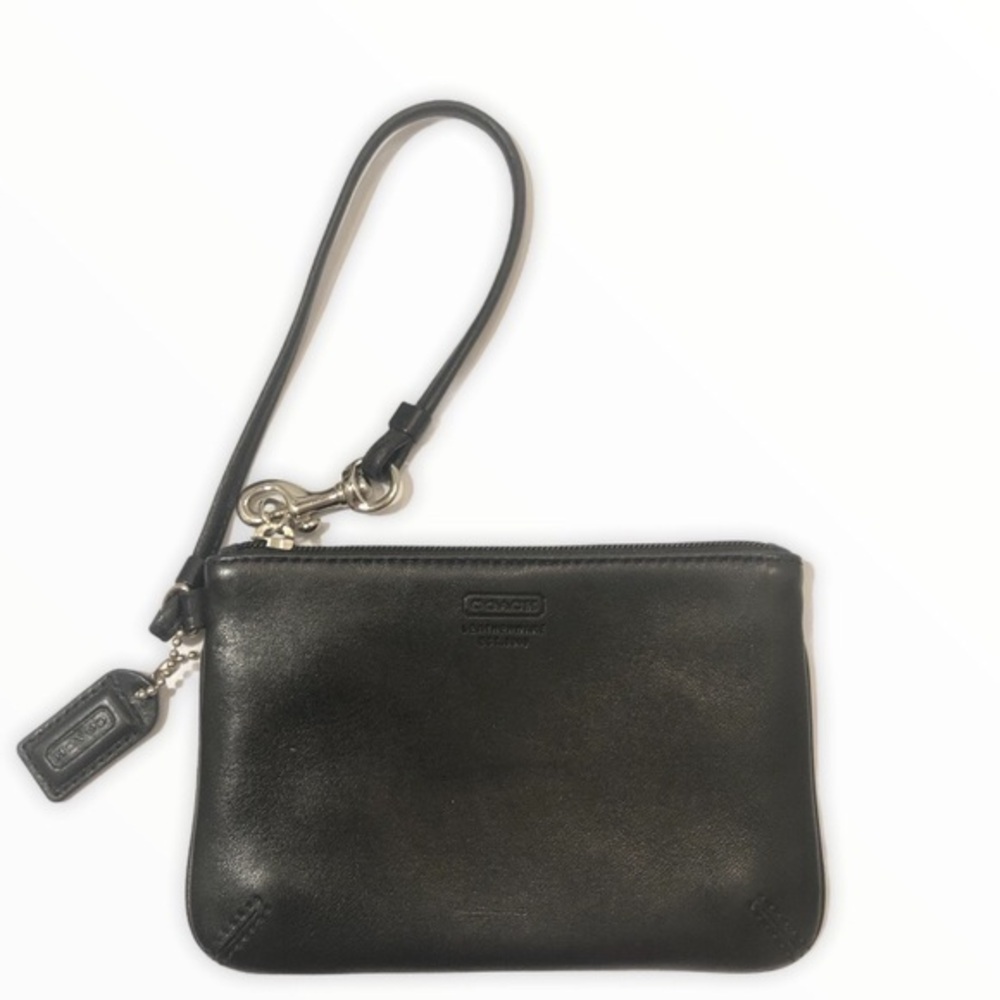 Coach black leather wristlet